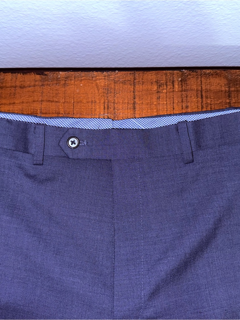 Hart Schaffner Marx 40R Blue Wool COOLMAX Stretch Dress Pants Flat Front - Picture 4 of 6